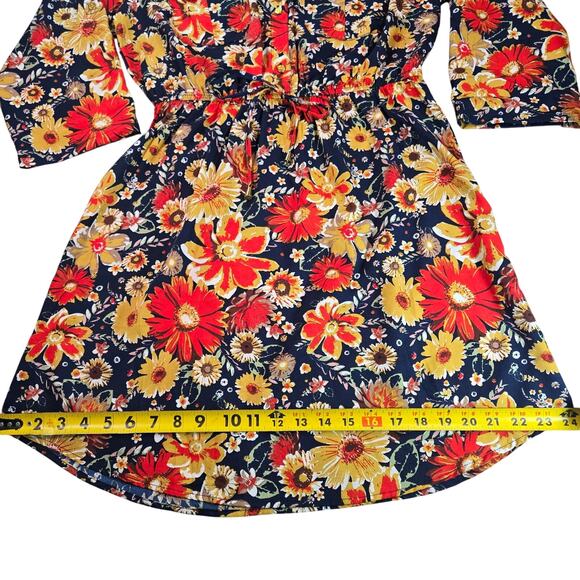 Speed Control NY Wom LG Fall Floral Multicolor Shirt Dress Groovy Retro 70s Boho - Picture 5 of 15